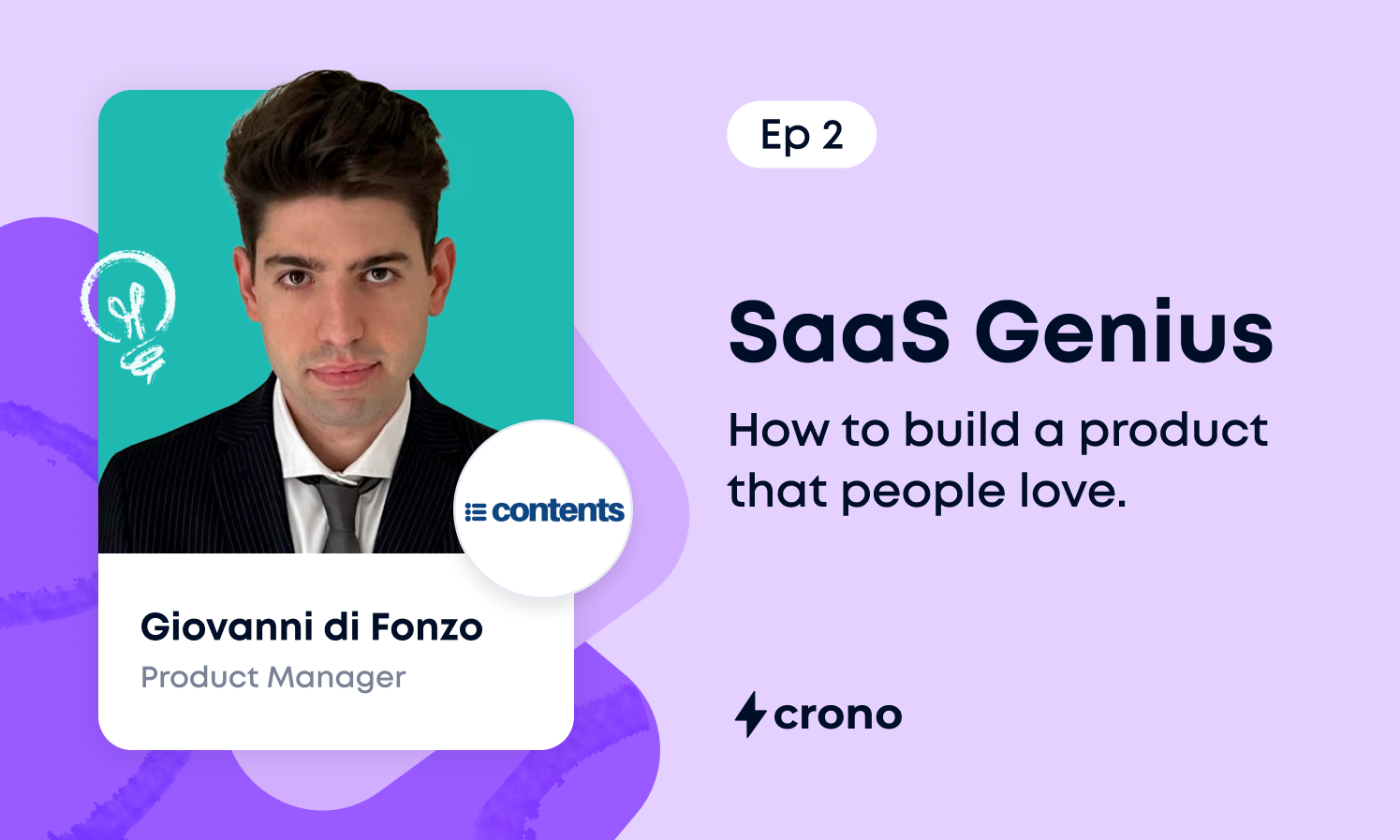 SaaS Genius ep. 2 purple cover with Giovanni di Fonzo's image